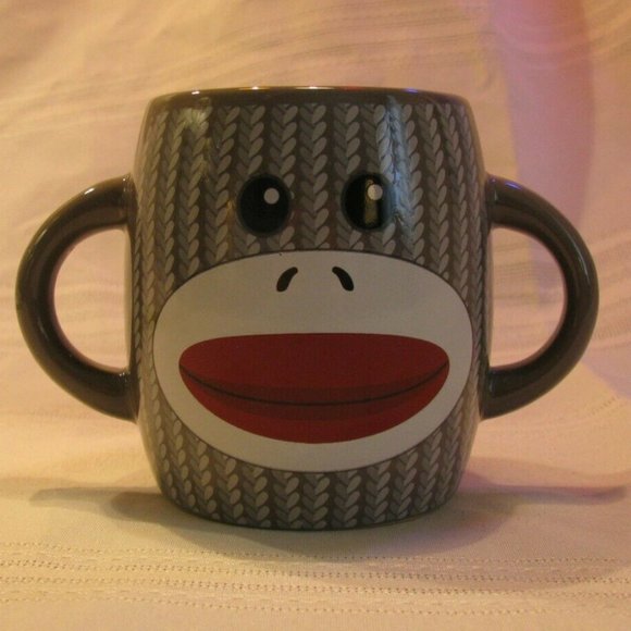 Sock Monkey Coffee Tea Mug Cup double handle CUTE!